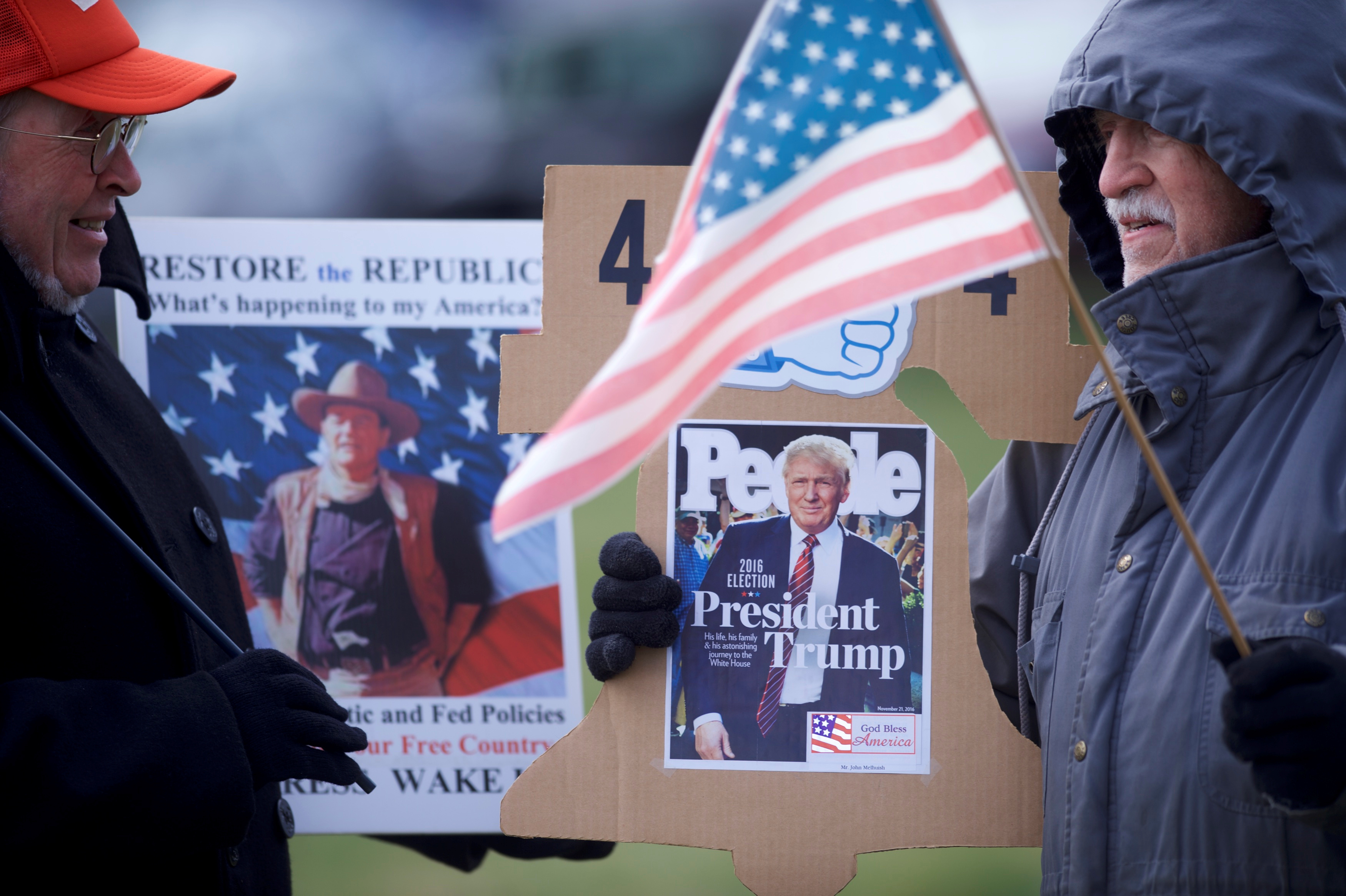 Supporters of President Donald Trump gather for a "People 4 Trump" rally at Neshaminy State Park in Bensalem